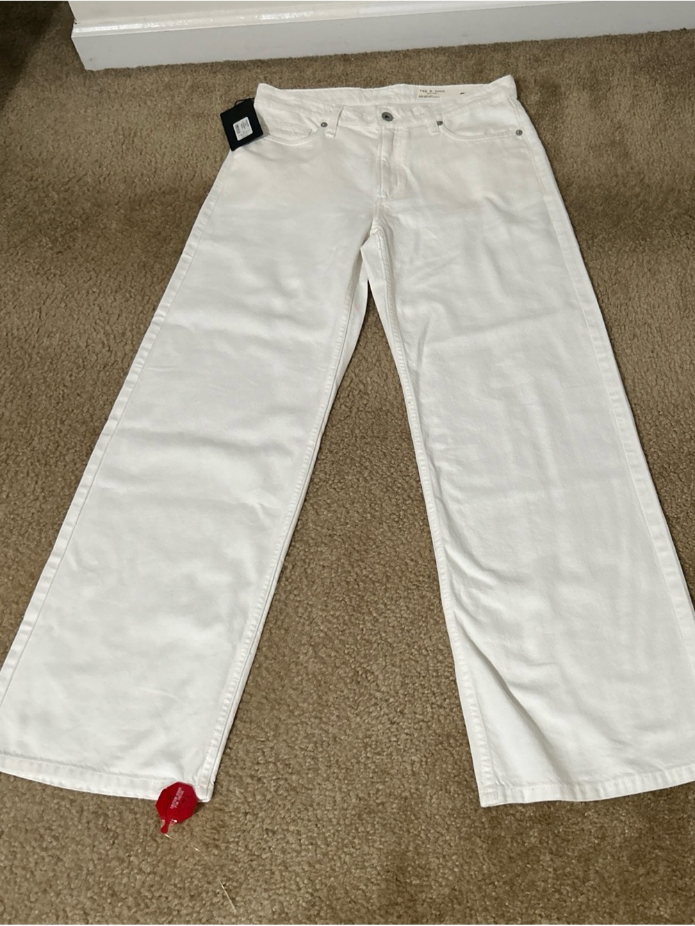 Rag & Bone The Lori Low-Wide Leg -Women’s White Jean Pants Size 27 NWT